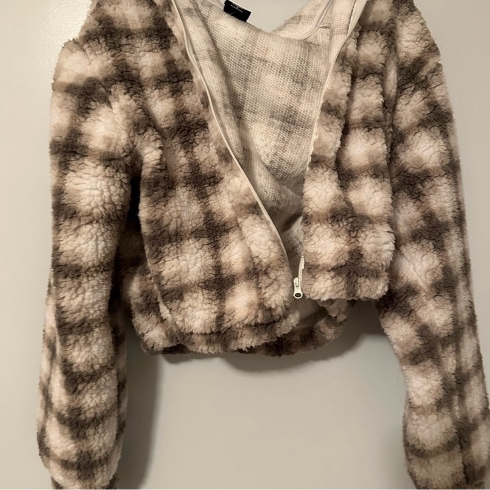 Plaid Faux Fur Jacket